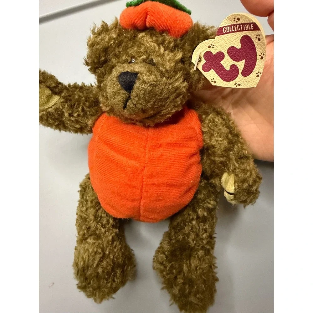 Ty Attic Treasures The Great Pumpkin Bear Halloween Plush Brown Orange 1993 6084